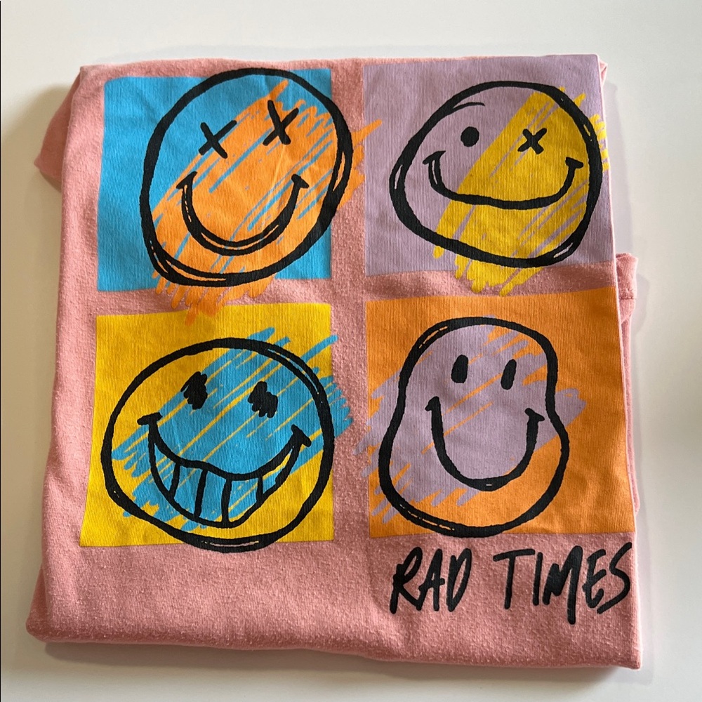 Wonder Nation Smiley Faces Graphic Tee - Salmon